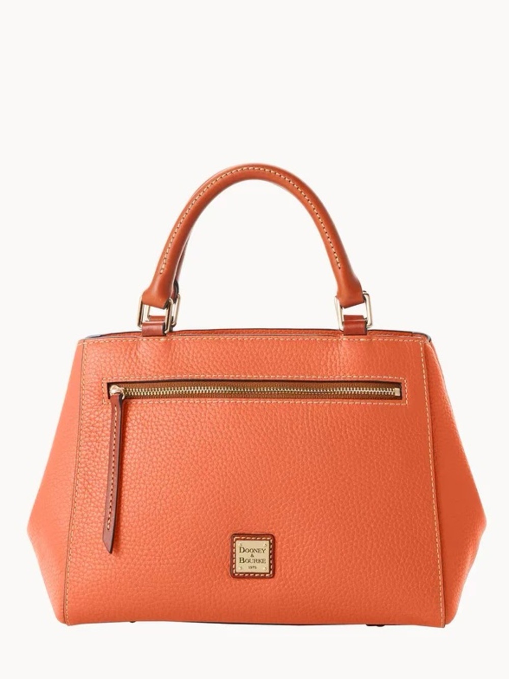 Dooney & Bourke Genuine Structured Satchel Orange Pebbled Leather Purse
